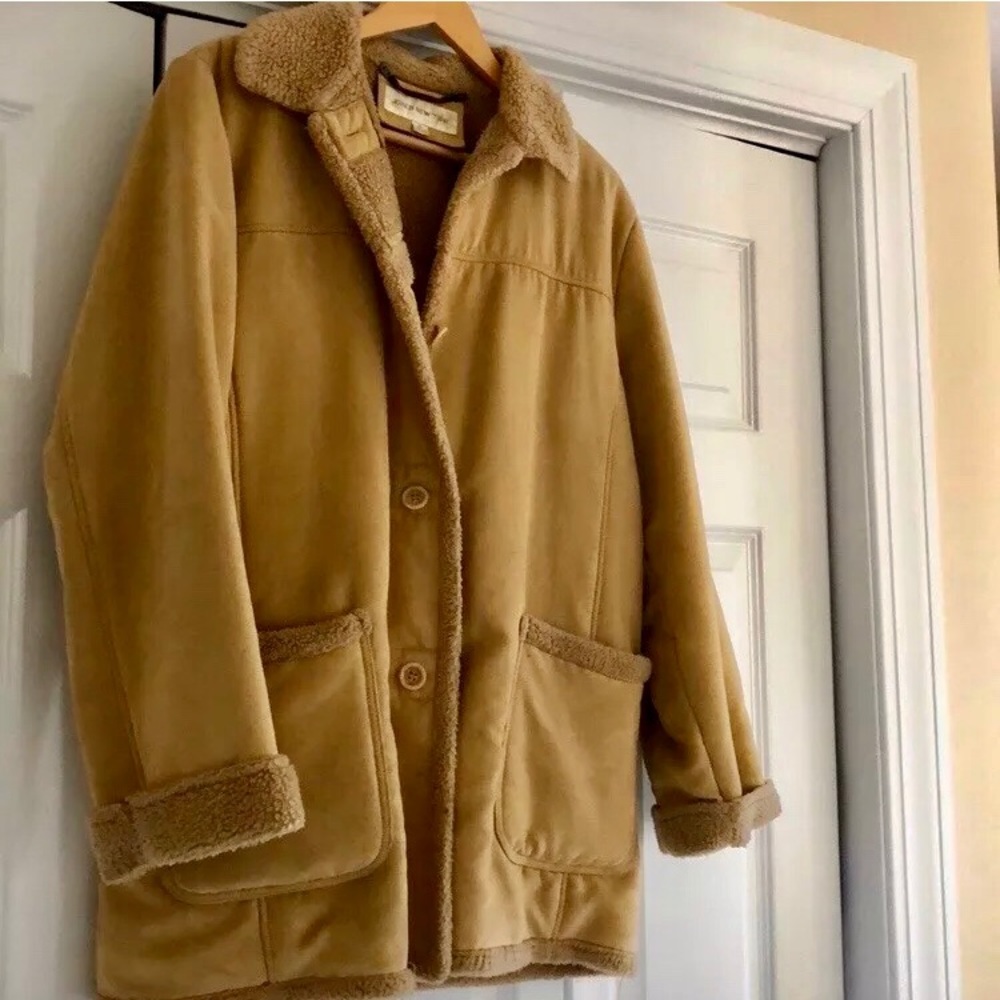 Jones New York Faux Suede Shearling Camel Coat